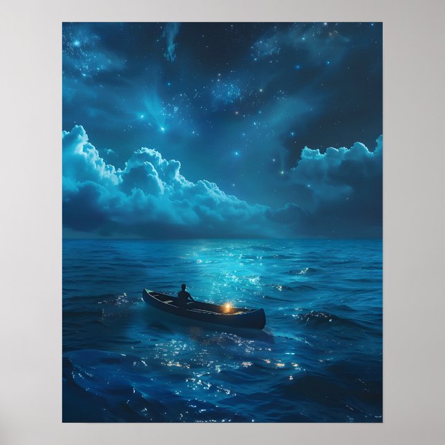 Póster Barca Pequeña en el Océano (Frente)