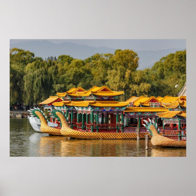 Póster Barcas Dragón Turísticas | Lago Kunming (Frente)