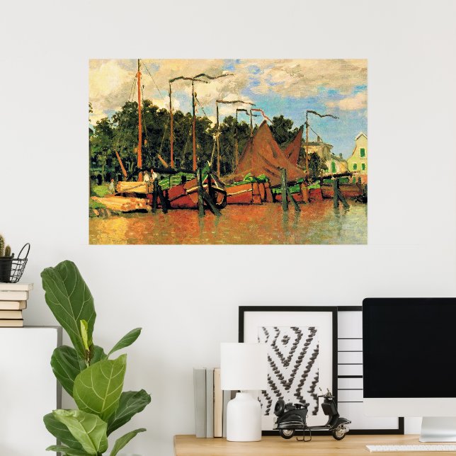 Póster Barcas en Zaandam de Claude Monet, (Oficina en casa)