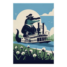 Póster Barcaza de remo de Luisiana genial
