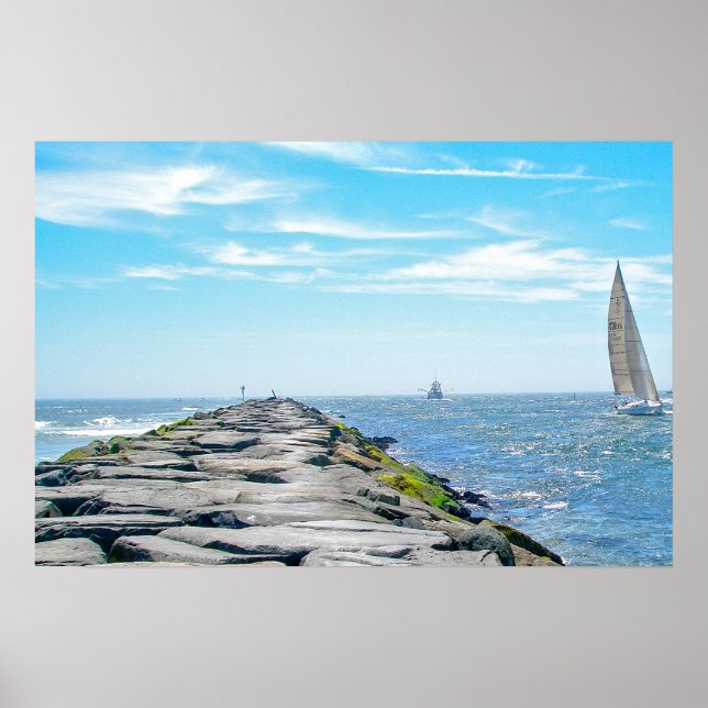 Póster Barcazas en Barnegat en Verano (Frente)