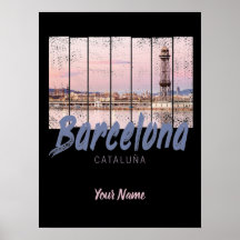 Barcelona Catalonia sunset Skyline España vintage
