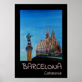 Póster Barcelona Cataluña Sagrada Familia Retro Poster