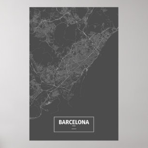Póster Barcelona, España (blanca en negro)