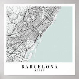 Póster Barcelona España Blue Water Street Map