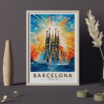 Póster Barcelona España La Sagrada Familia<br><div class="desc">Diseño de viaje vectorial retro de Barcelona. Barcelona,  la cosmopolita capital de la región catalana de España,  es conocida por su arte y arquitectura.</div>