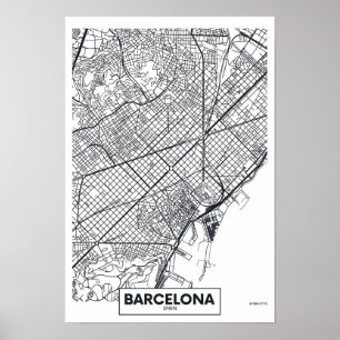 Póster Barcelona, España   Mapa de ciudades