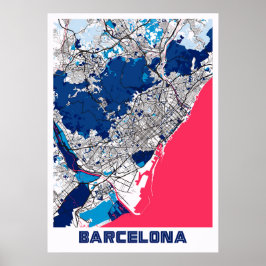 Póster Barcelona - España Mapa de la Ciudad Láctea
