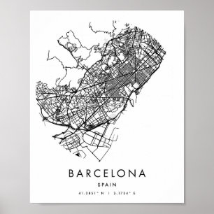 Póster Barcelona España Mínimo Mínimo Círculo Moderno Map