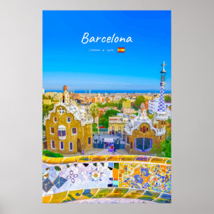 Póster Barcelona, España - Parque Güell Mosaico Gaudí
