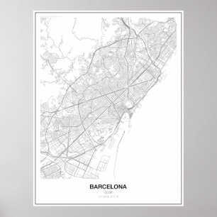 Póster Barcelona, España Poster de mapas Minimalistas (es