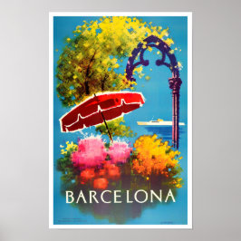 Póster Barcelona España Viaje vintage