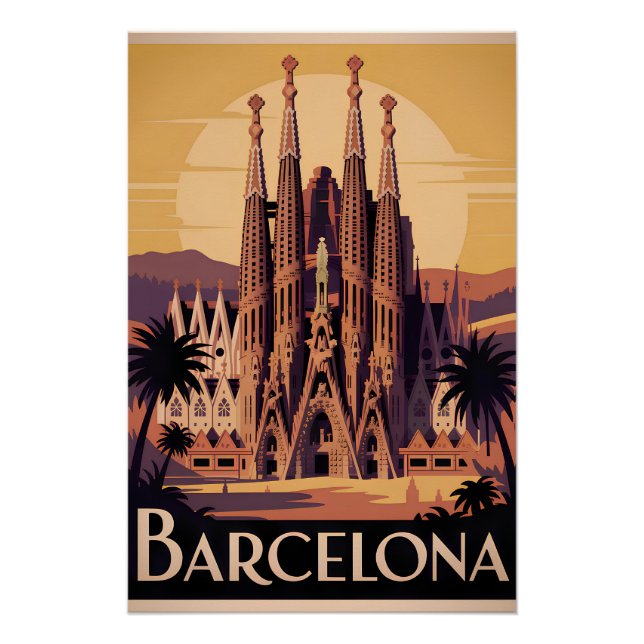 Póster Barcelona España vintage (Anverso)
