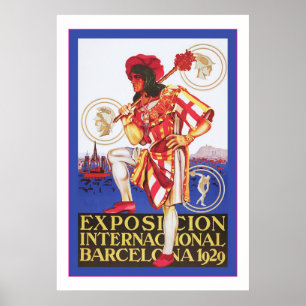 Póster Barcelona ~ Exposición española vintage