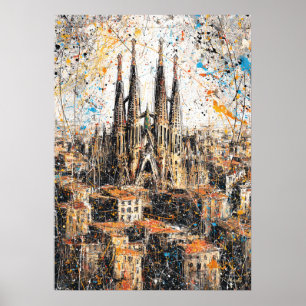 Póster Barcelona Sagrada Familia Pintura abstracta por go