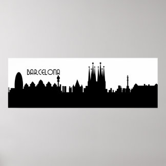 Póster barcelona skyline deco