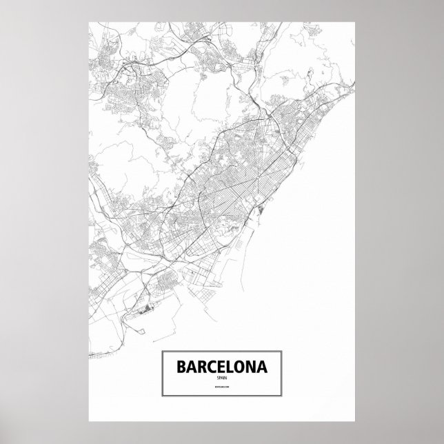 Póster Barcelona, Spain (black on white) (Frente)