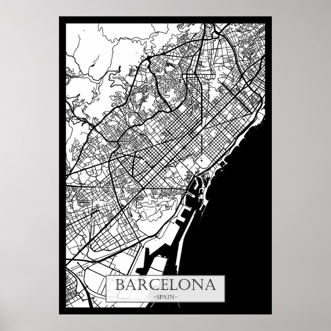 Póster Barcelona Spain City Map (Frente)