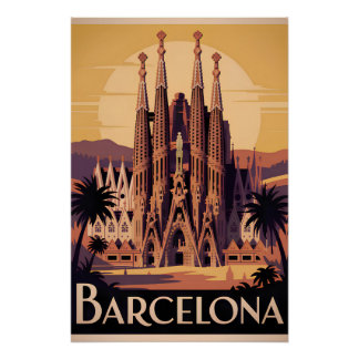 Póster Barcelona Spain vintage