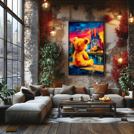 Póster Barcelona Teddy Fauvist Sunset Skyline Print