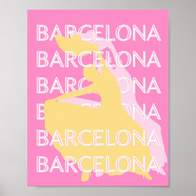 Póster Barcelona Travel Art, España, Travel Art, Pink (Frente)