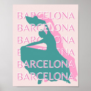 Póster Barcelona Travel Art, España, Viajes Art