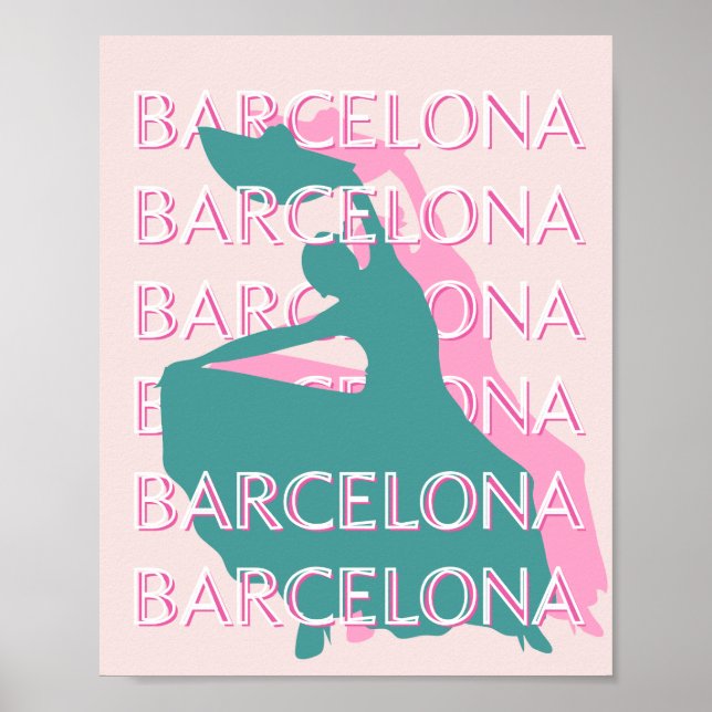 Póster Barcelona Travel Art, España, Viajes Art (Frente)