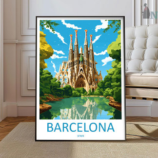 Póster Barcelona Travel Print Wall Art Barcelona Wall Han