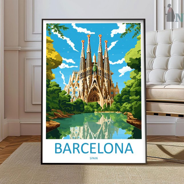 Póster Barcelona Travel Print Wall Art Barcelona Wall Han (Subido por el creador)