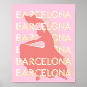 Póster Barcelona Viajes Arte, Rosa, Pastel