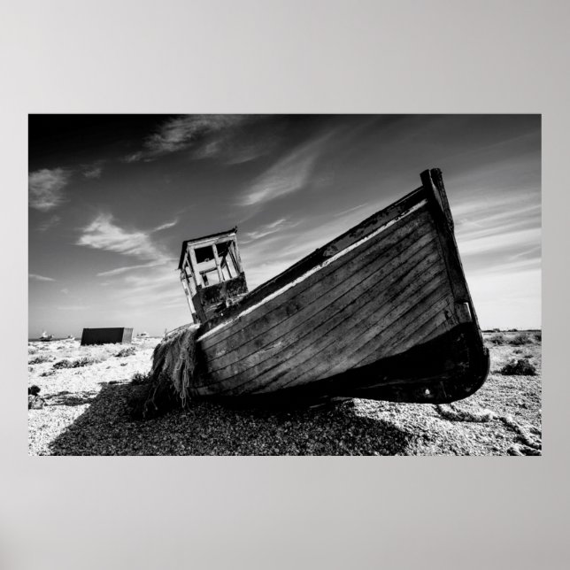Póster Barco Abandonado En La Playa Dungeness (Frente)