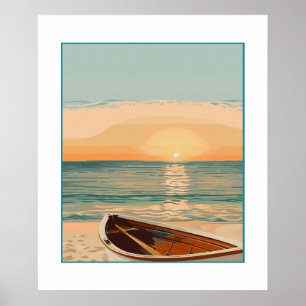 Póster Barco acuático al atardecer