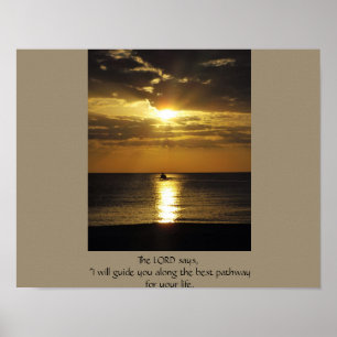 Póster Barco al atardecer