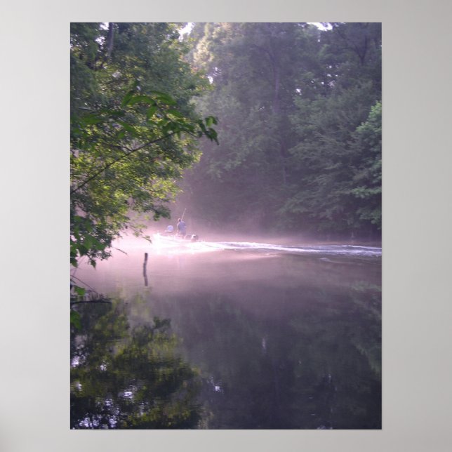 Póster Barco al atardecer en el río Print (Frente)