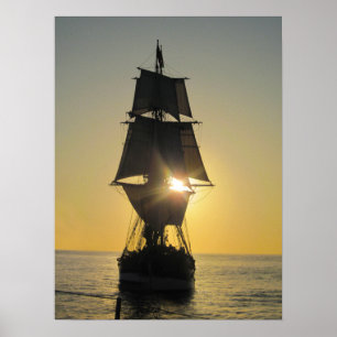 Póster Barco alto en el Poster Sunset