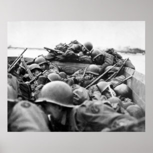 Póster Barco asalto cruza el Rin en la Segunda Guerra Mun