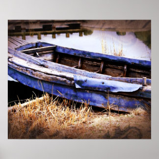 Póster Barco azul antiguo