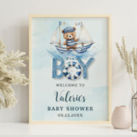Barco azul cúbico Teddy Bear Boy Baby Shower
