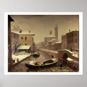 Póster Barco bajo la nieve