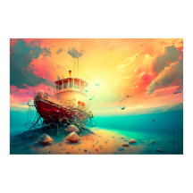 Barco camaronero al atardecer