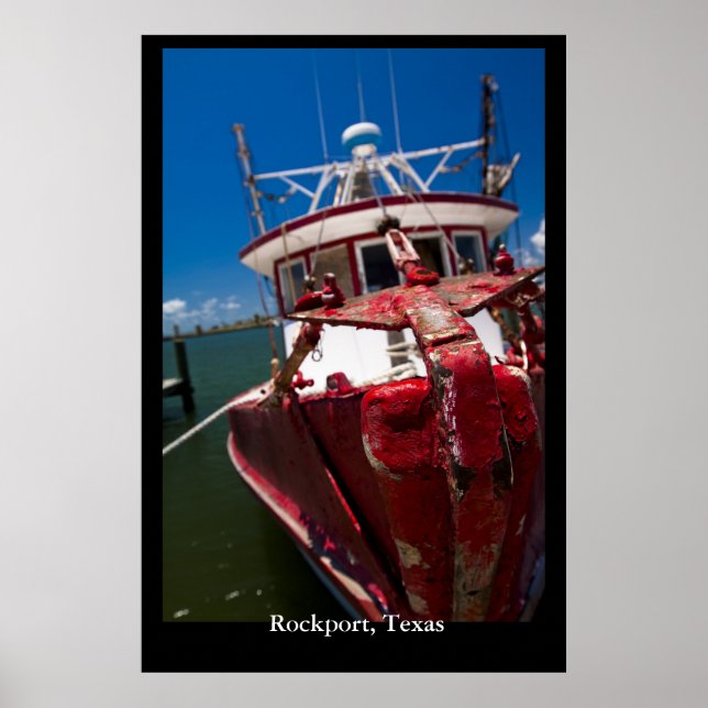 Póster Barco camaronero rojo (Frente)
