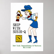 Barco con Susie Q, poster del ferrocarril.