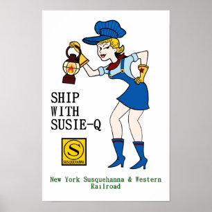 Póster Barco con Susie Q, poster del ferrocarril.