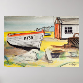 Póster Barco de Aldeburgh en la playa – Escena costera