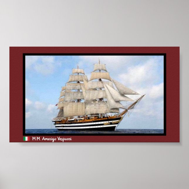 Póster Barco de altura italiano Amerigo Vespucci (Frente)