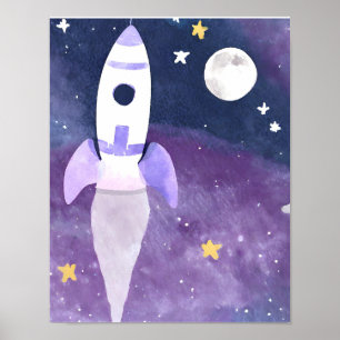Póster Barco de cohetes en el espacio