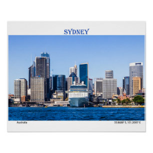 Póster Barco de crucero amarrado en el puerto de Sydney