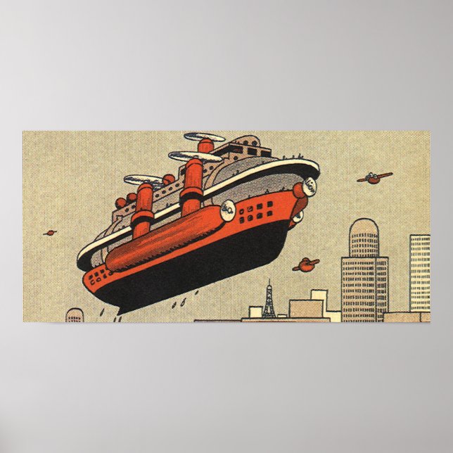 Póster Barco de crucero de helicóptero de ciencia ficción (Frente)