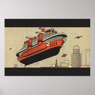 Póster Barco de crucero de helicóptero de ciencia ficción