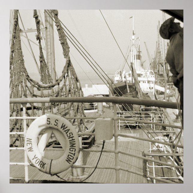 Póster Barco de crucero de línea de lujo SS Washington De (Frente)